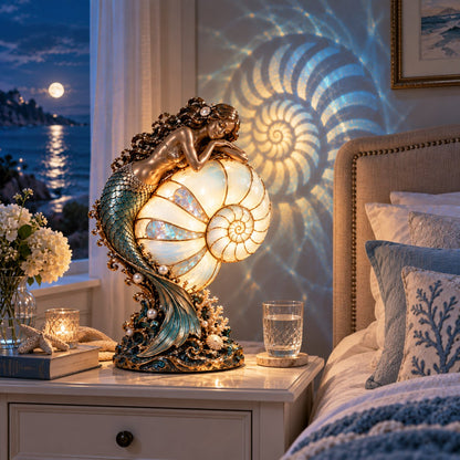 🧜‍♀️ Moon Tide Mermaid Nautilus Lamp