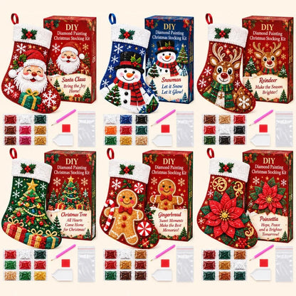 🎄 DIY-Diamantmalerei-Weihnachtsstrumpf-Set | 6 festliche Designs