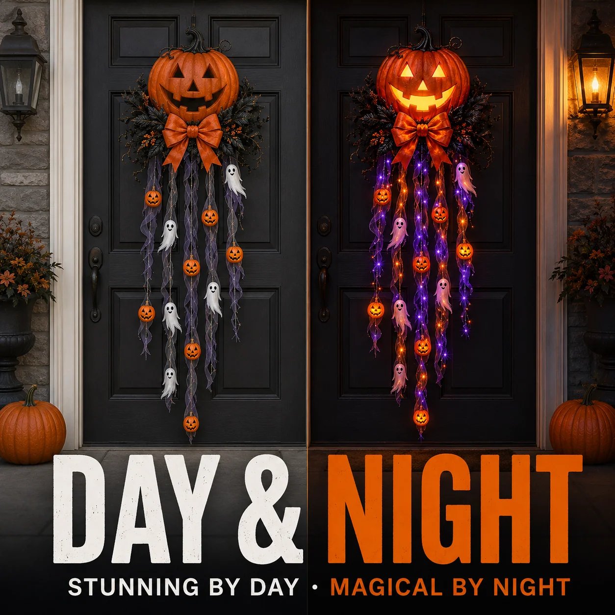 🎃 49% OFF Halloween Limited-Time Deal 👻 Lighted Pumpkin & Ghost Door Cascade