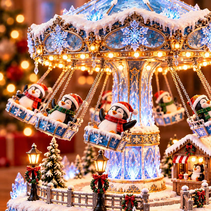 🎄 Christmas Sale 49% OFF! 🐧 Penguin Winter Swing Carnival – Light-Up Rotating Christmas Decoration ❄️✨