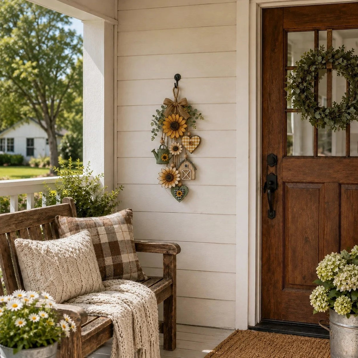 🥳2026 HOT SALE- 50% OFF🌻Rustic Wooden Garden-Themed Hanging Ornament with Remote Control Fairy Lights