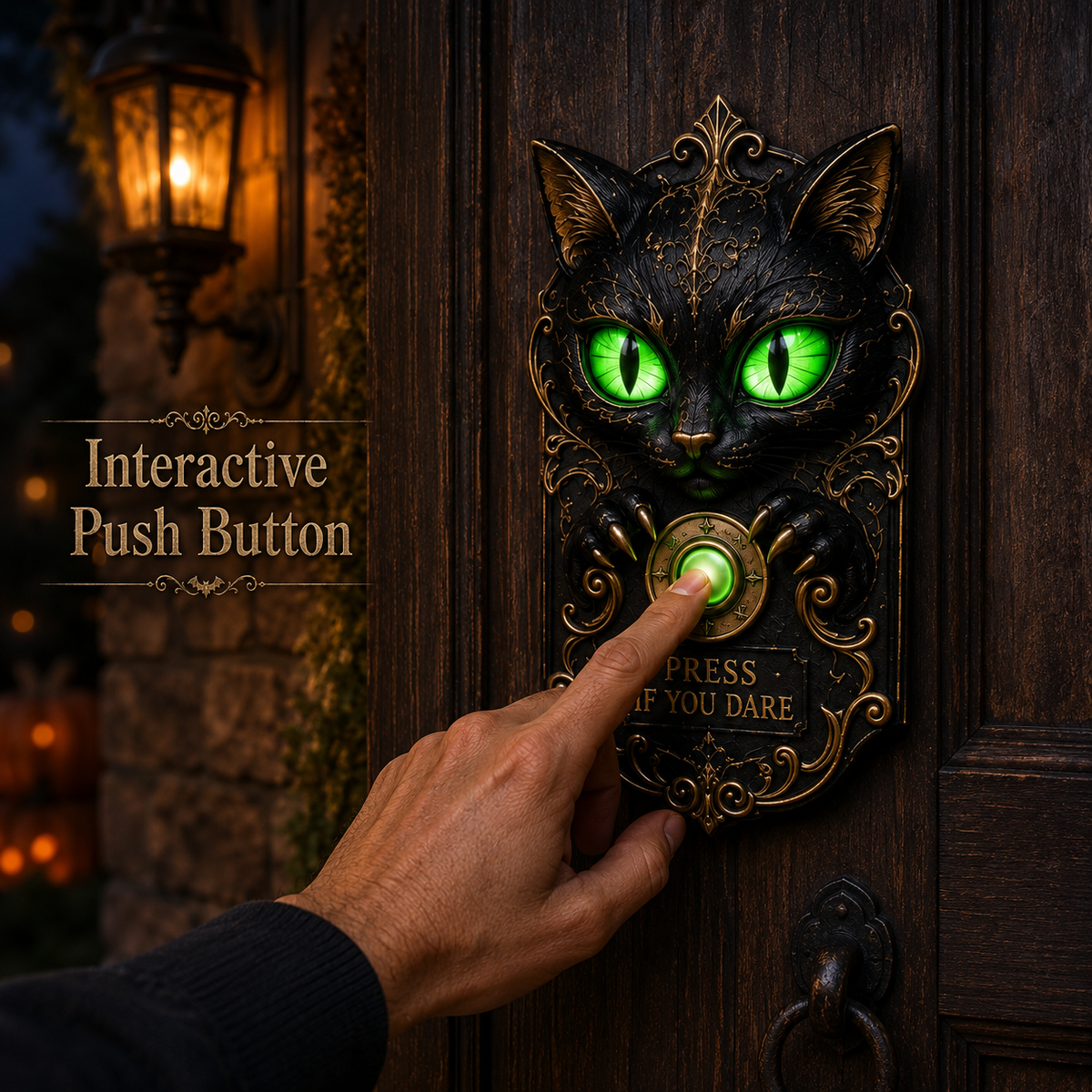 Interactive Halloween doorbell push button