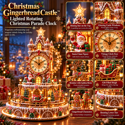 🎄Christmas Gingerbread Castle™ – Lighted Rotating Christmas Parade Clock