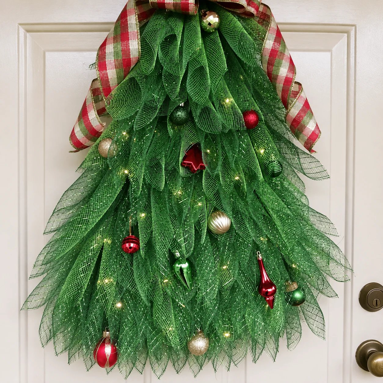 🎄 Christmas Sale – Light-Up Christmas Tree Door Wreath | Festive Front Door Decor
