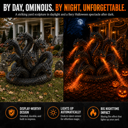 🎃 Fire-Breathing Orochi Solar Garden Light – Epic Multi-Headed Dragon Halloween Decor