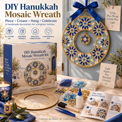 🔥Hot Sale - 50% OFF🔥🕎 DIY Hanukkah Mosaic Wreath Kit – 6 Festive Designs for Holiday Home Décor