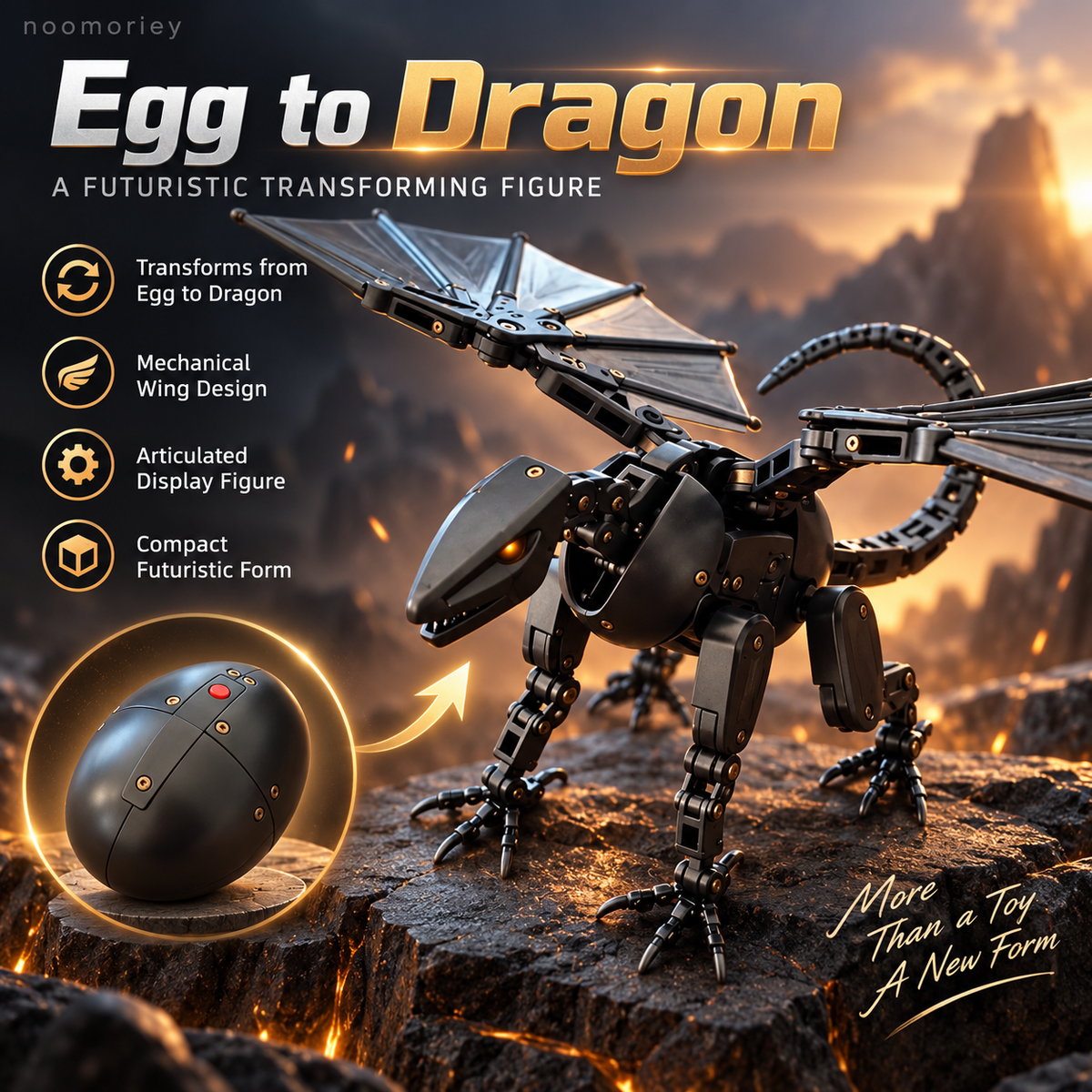 🔥Hot Sale - 50% OFF🔥This Egg Transforms Into a Dragon 🐉 – 2-in-1 Mechanical Dragon Figure