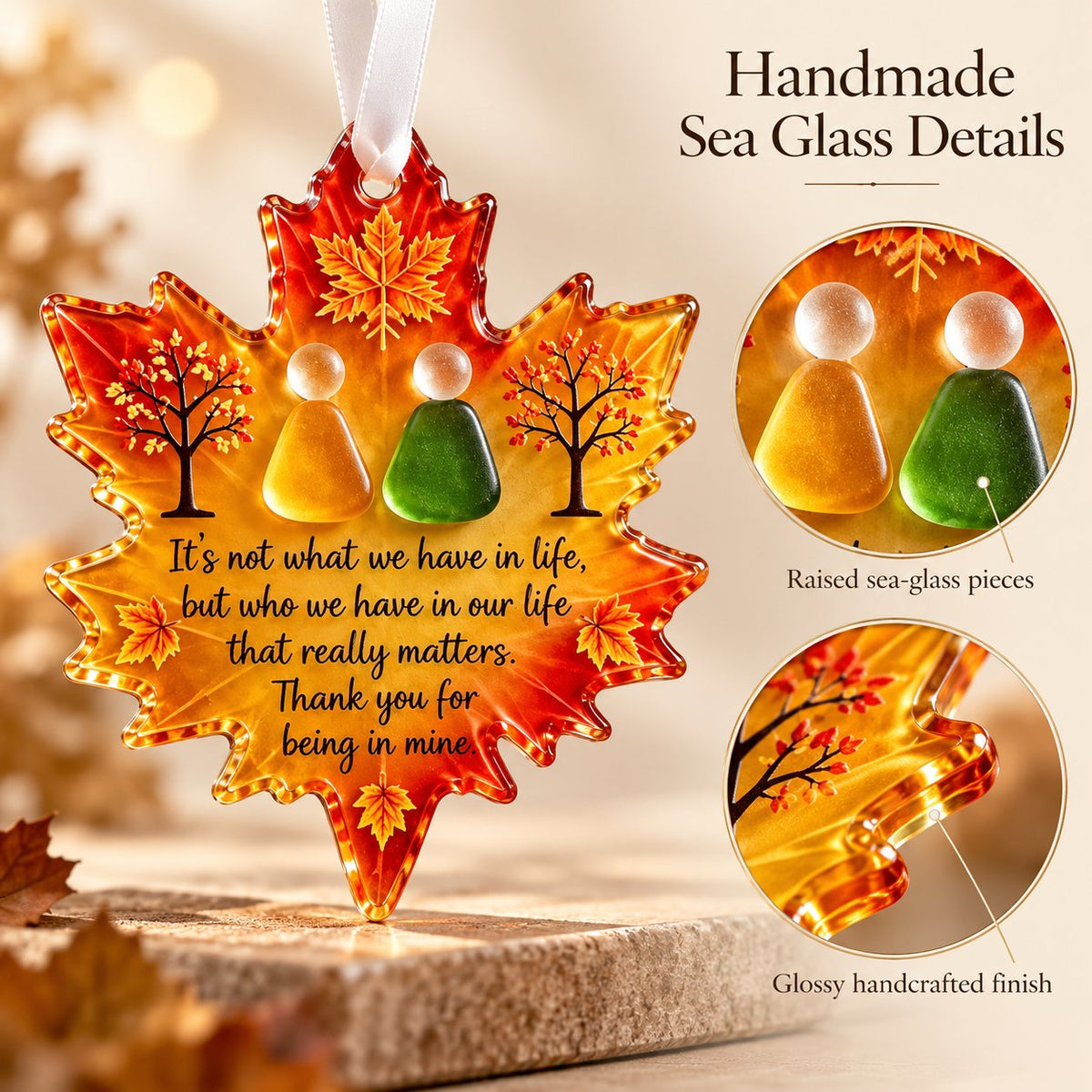 🌊Handmade Sea Glass Keepsake Ornament 🍁❄ A Meaningful Gift for Friendship, Family & Love