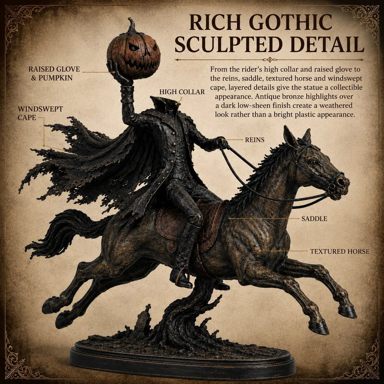 Midnight Chase Headless Horseman LED Statue - Halloween Decor