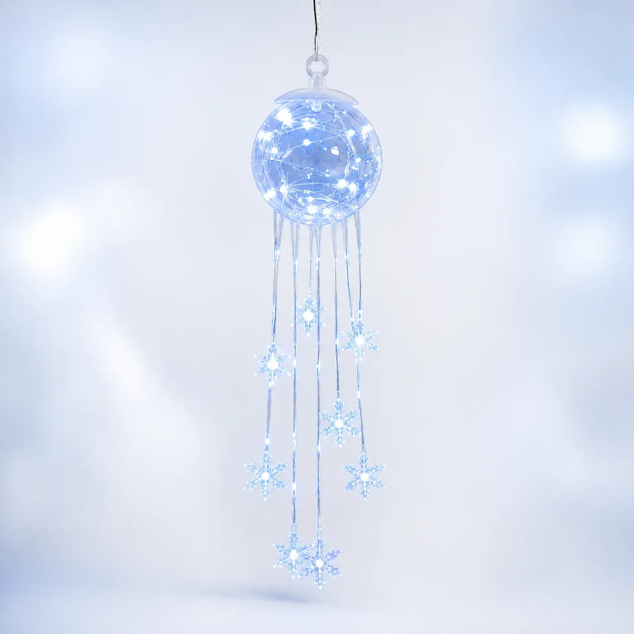 ⏳ Last Day 49% OFF – ❄️ Icy Glow Hanging Ornament™ | Crystal-Style Globe with Cascading Snowflakes & Dreamy Icy Blue LED Glow for Christmas Trees, Windows & Cozy Winter Décor 💎