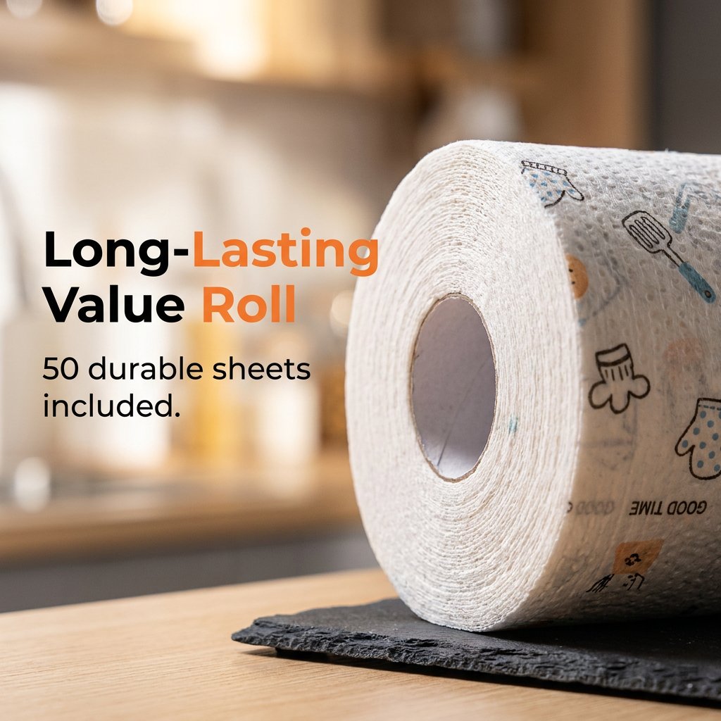 50-Piece Reusable Cleaning Cloth Roll – Washable Tear-Off Kitchen & Home Rags