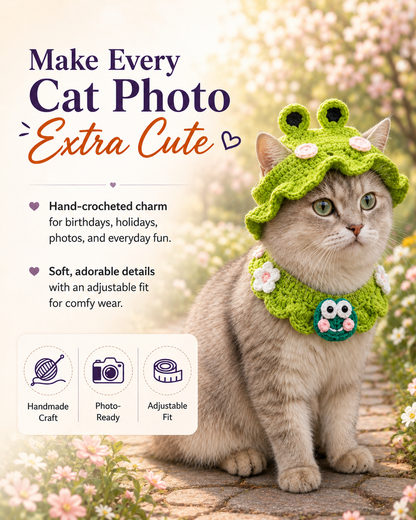 Handmade Crochet Pet Hat – Cute Character Bonnet for Cats