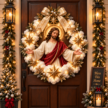 🎄 Christmas Hot Sale - 50% OFF✝️Sacred Christmas Blessing Wreath Collection™-A Sacred Glow for the Heart of Your Home