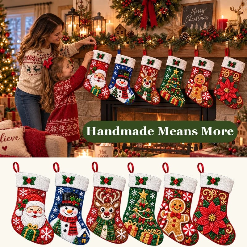 🎄 DIY-Diamantmalerei-Weihnachtsstrumpf-Set | 6 festliche Designs