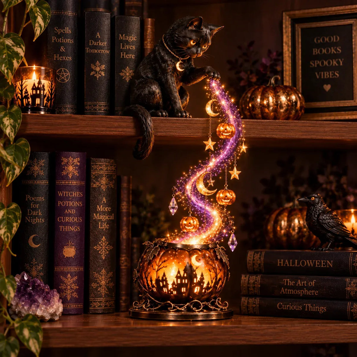 ⏳ Last Day 49% OFF – 🎃 Halloween Magic Cascade Shelf Light Collection | 5 Glowing Gothic Styles for Shelves, Mantels & Spooky Décor ✨