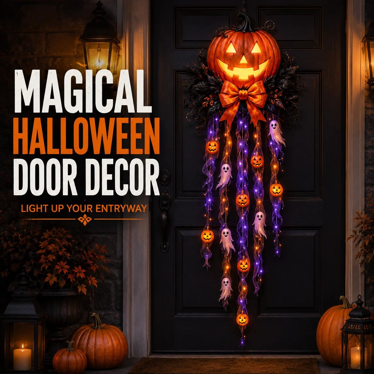 🎃 49% OFF Halloween Limited-Time Deal 👻 Lighted Pumpkin & Ghost Door Cascade