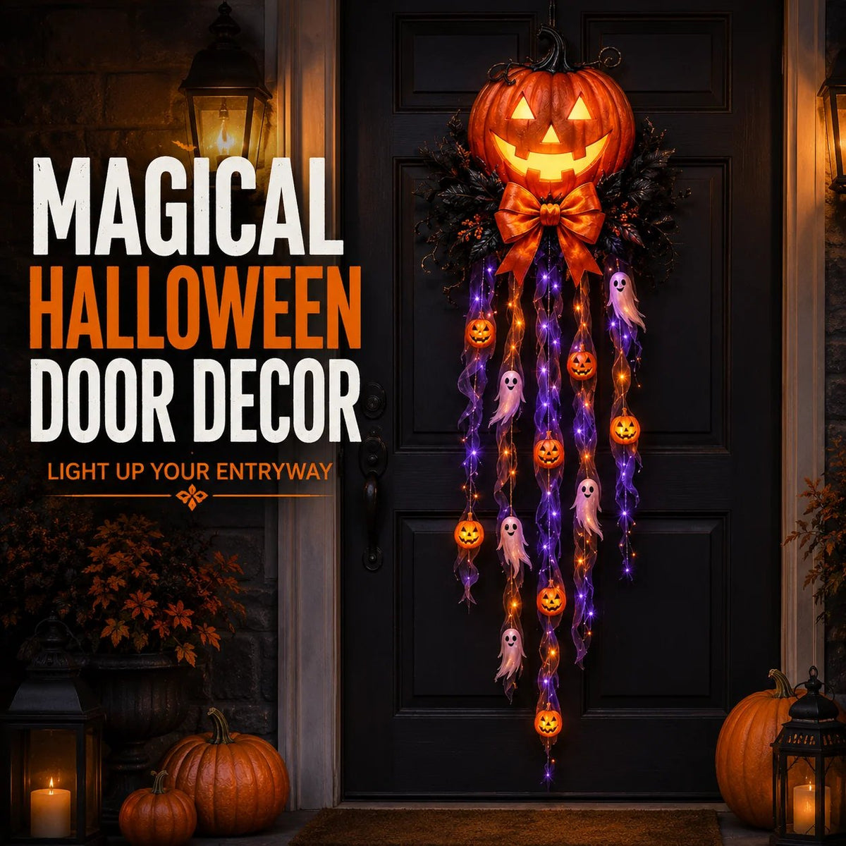 🎃 49% OFF Halloween Limited-Time Deal 👻 Lighted Pumpkin & Ghost Door Cascade