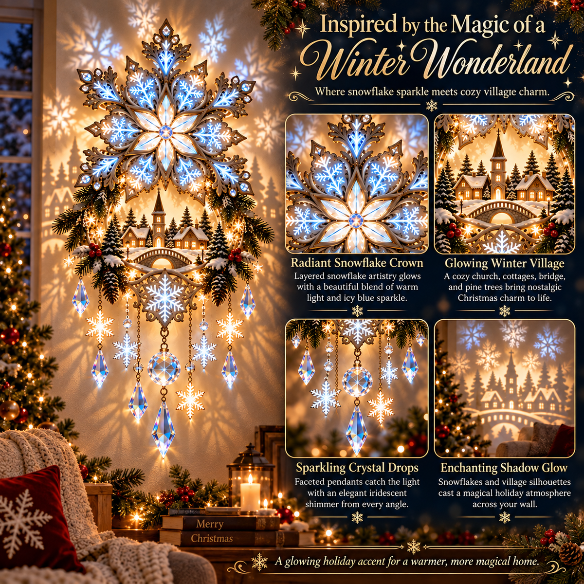 ❄️🎄Snowflake Village Projection Wall Light™ – Bring the Magic of Christmas Home