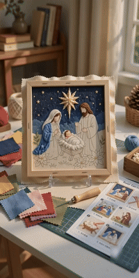 ✝️ 3D Christian Fabric Poke Art Kit – No-Sew Faith Craft & Meaningful Home Décor