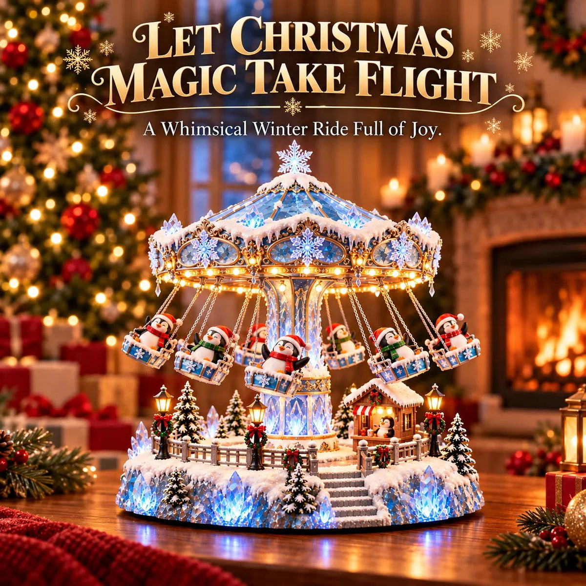 🎄 Christmas Sale 49% OFF! 🐧 Penguin Winter Swing Carnival – Light-Up Rotating Christmas Decoration ❄️✨