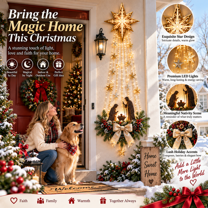 ✨✝️ Bethlehem Star of Faith™ – Lighted Nativity Wall Decor