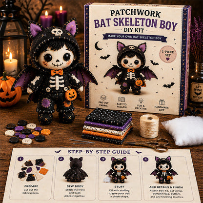 🎃 Patchwork Skeleton Witch Girl DIY Kit