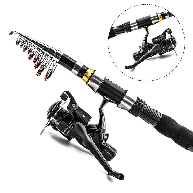 Portable Telescopic Fishing Rod & Reel Kit with Lures and Carry Bag