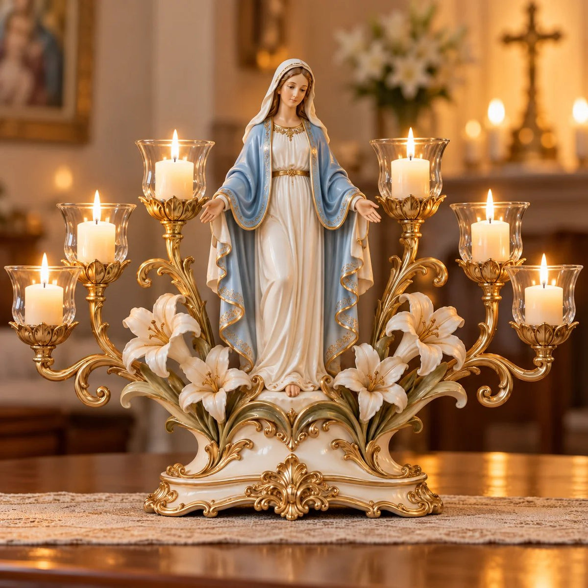 🎄 Christmas Hot Sale -✨🕯️ Light of His Presence — Sacred Christian Candleholder ✝️🤍