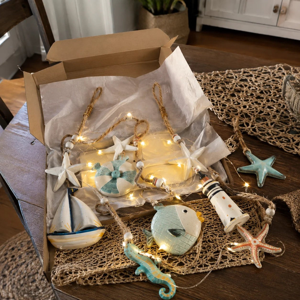 Seaside Glow Wall Hangings — Set of 7