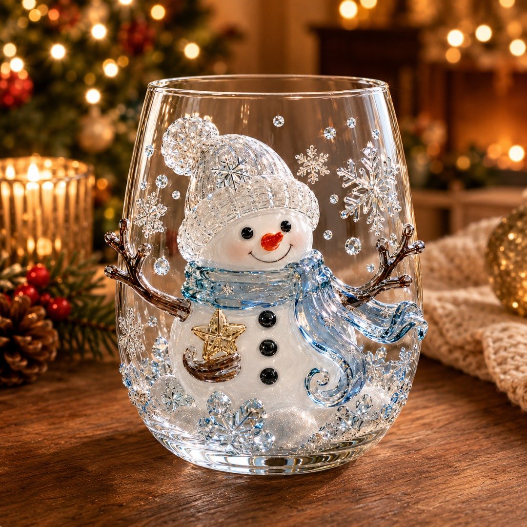 ✨🎅 LAST DAY 49% OFF –🎄 ✨ Magical Christmas 3D Glass Cup | Raised Festive Artwork, Sparkling Details & Holiday Gift Drinkware 🎅💎
