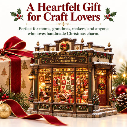 🎄✨ Grandma’s Cozy Quilt Shop– DIY Light-Up Christmas Miniature | Build Your Own Holiday Magic ❤️