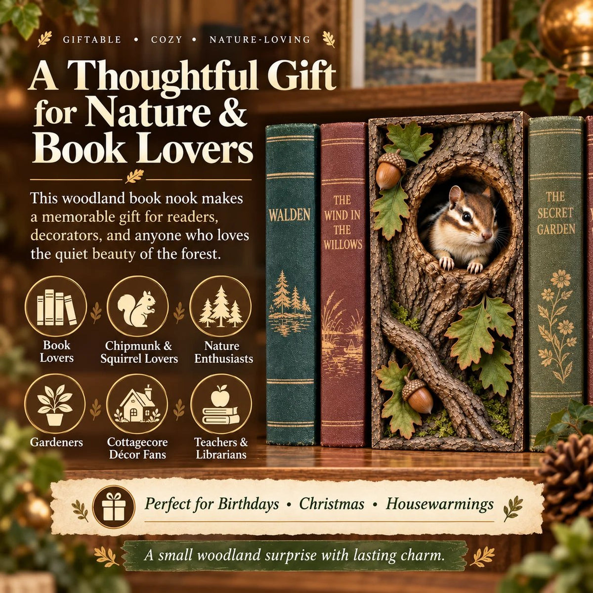 50% OFF - 📚Woodland Chipmunk Book Nook