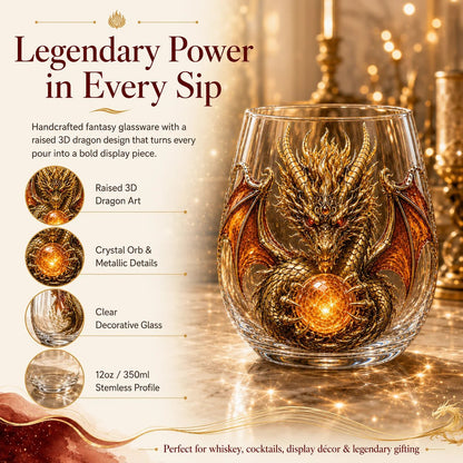 🐉✨ 3D Mythic Dragon Glass Art Cup | Luxury Raised Fantasy Glassware for Whiskey, Home Bar Décor & Legendary Gifts 🎁