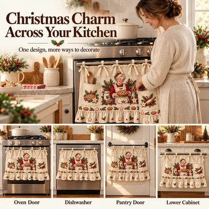 🎄 Christmas Kitchen Tie-On Skirt | Festive Holiday Designs with Pockets & Ruffled Trim