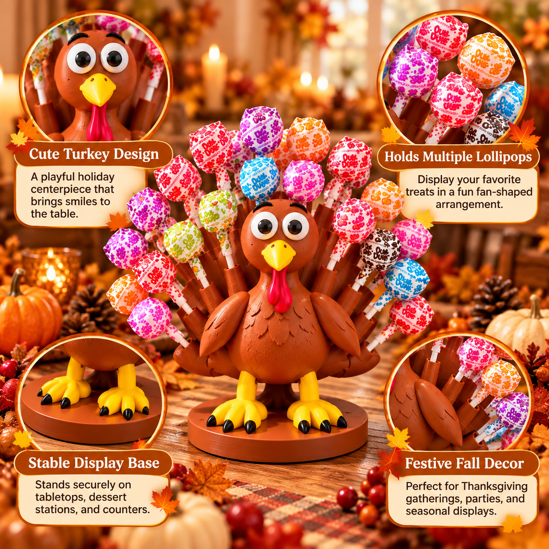 Close-up details of turkey lollipop holder
