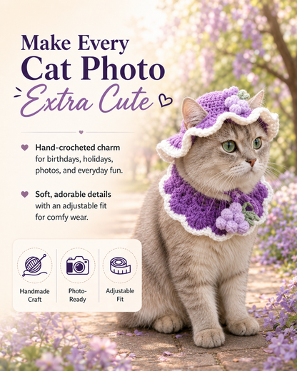 Handmade Crochet Pet Hat – Cute Character Bonnet for Cats