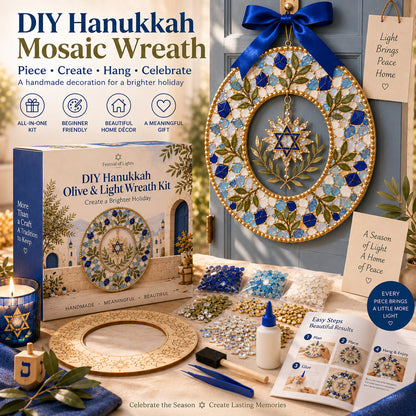 🔥Hot Sale - 50% OFF🔥🕎 DIY Hanukkah Mosaic Wreath Kit – 6 Festive Designs for Holiday Home Décor