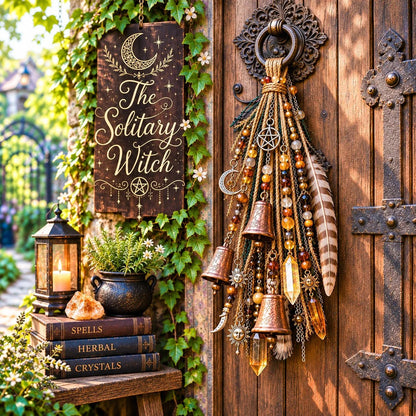 🌙 Celestial Door Charm – Vintage Bells, Moon Charms & Crystal-Style Hanging Decor