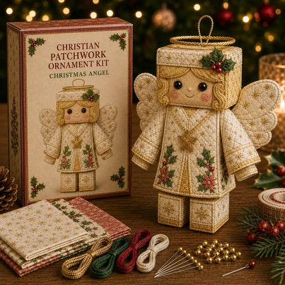 🔥Last day with huge discounts! – ✝️ Beginner-Friendly DIY Christian Block Figure Patchwork Ornament Kit Collection | Complete Kit with Pre-Cut Fabrics, Padded Ornament Form & Step-by-Step Guide Included 💕