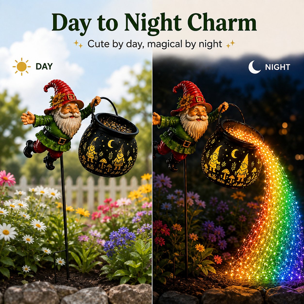 🌈 Gnome Cauldron Solar Garden Light ✨