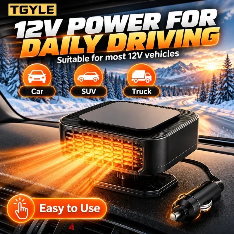 🔥Portable Car Heater Defroster with 360-Degree Rotating Base