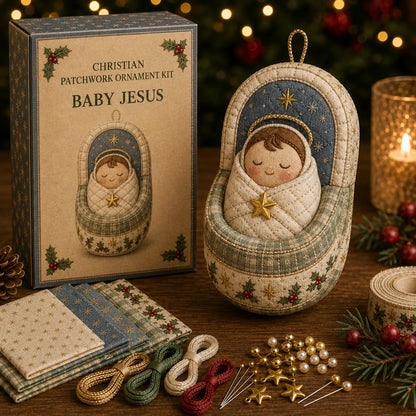 🔥Last day with huge discounts! – ✝️ Beginner-Friendly DIY Christian Block Figure Patchwork Ornament Kit Collection | Complete Kit with Pre-Cut Fabrics, Padded Ornament Form & Step-by-Step Guide Included 💕