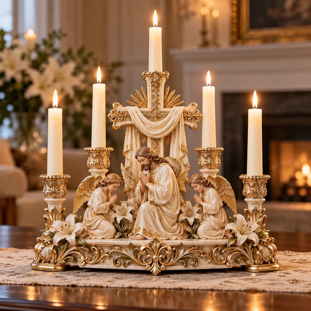 🎄 Christmas Hot Sale -✨🕯️ Light of His Presence — Sacred Christian Candleholder ✝️🤍