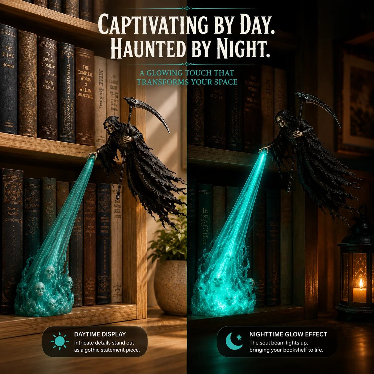 🔥Buy 2 Get 20% OFF🔥💀 The Soul Collector — Haunted Reaper Shelf Light