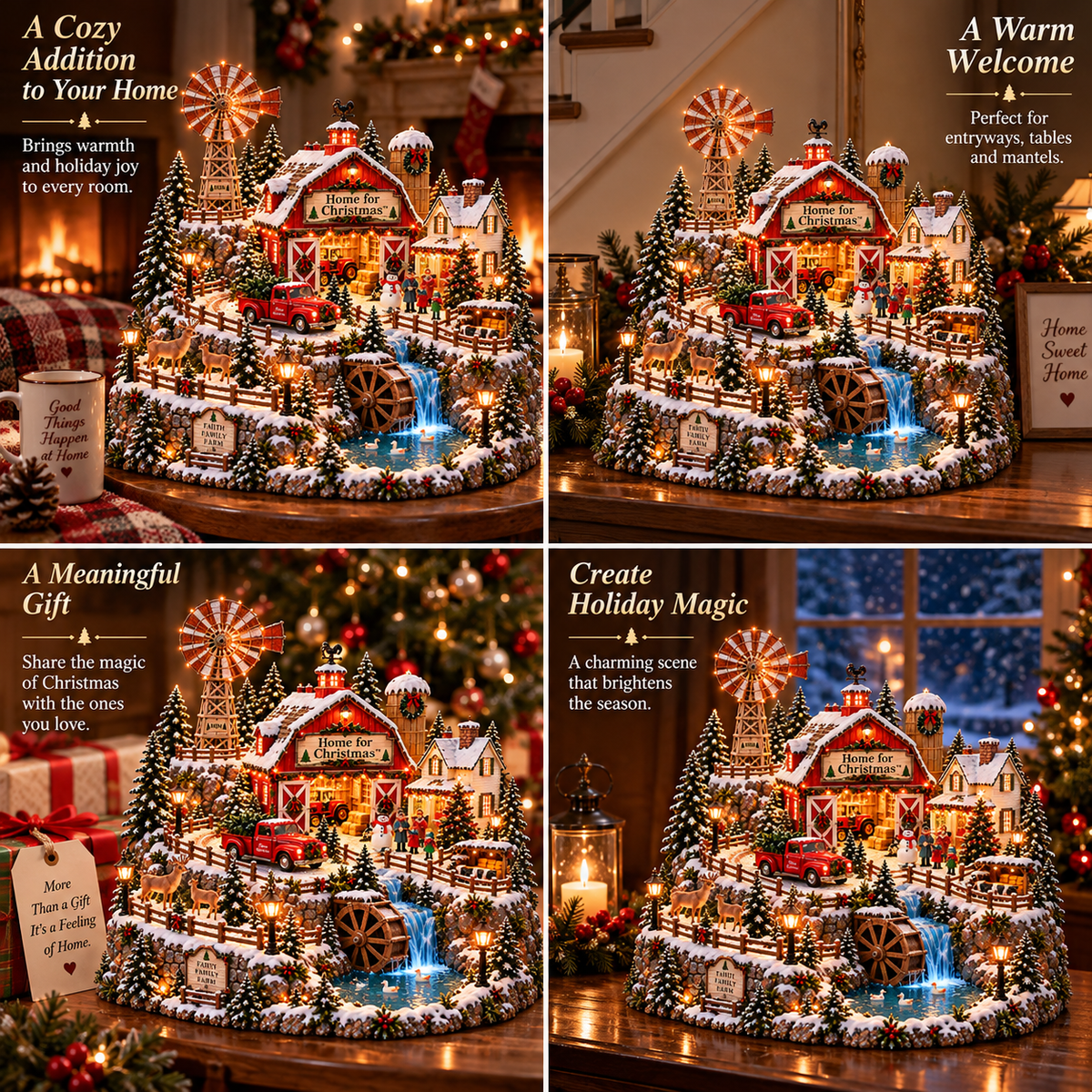 Christmas farm village displayed around the home