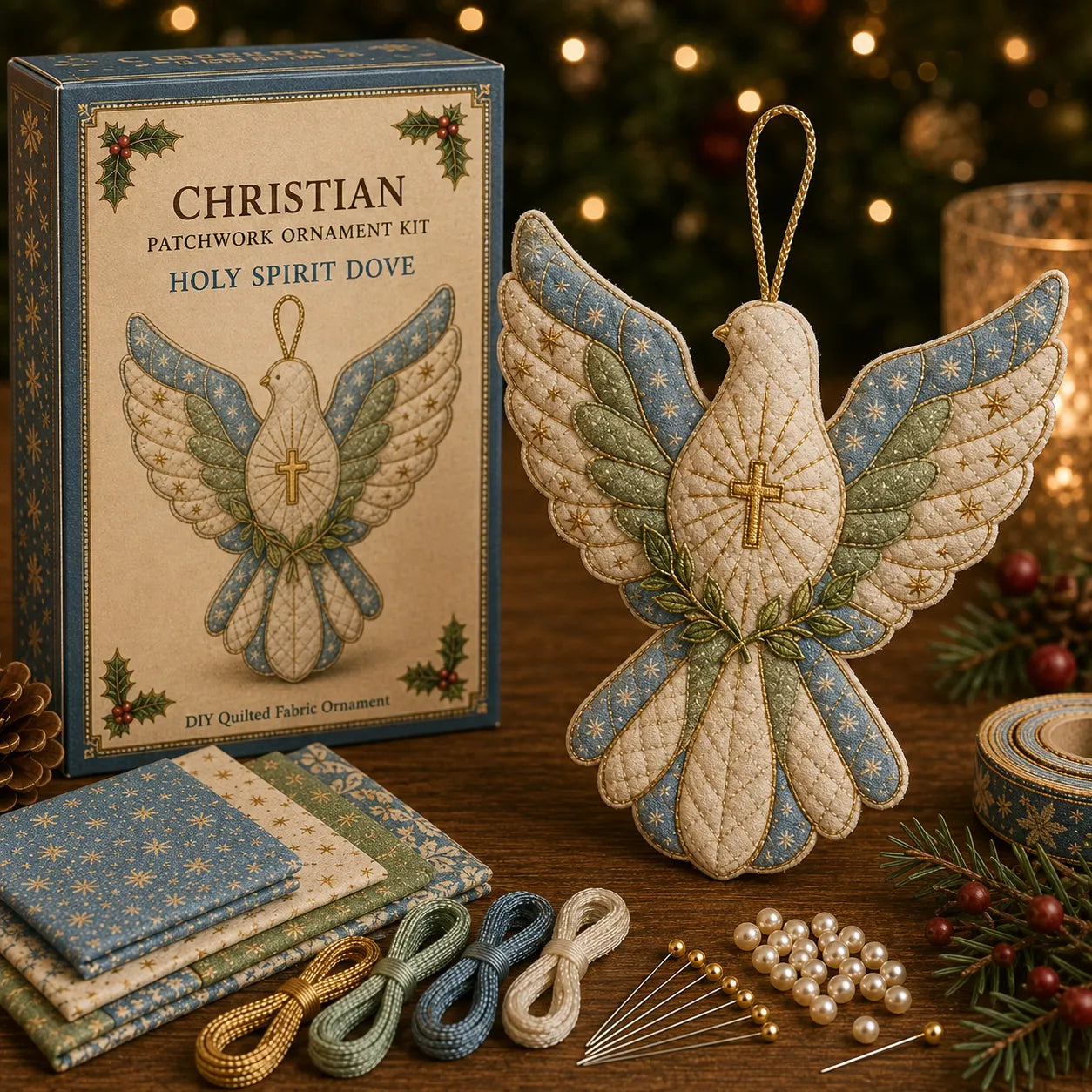 🔥Last day with huge discounts! – ✝️ Beginner-Friendly DIY Christian Block Figure Patchwork Ornament Kit Collection | Complete Kit with Pre-Cut Fabrics, Padded Ornament Form & Step-by-Step Guide Included 💕