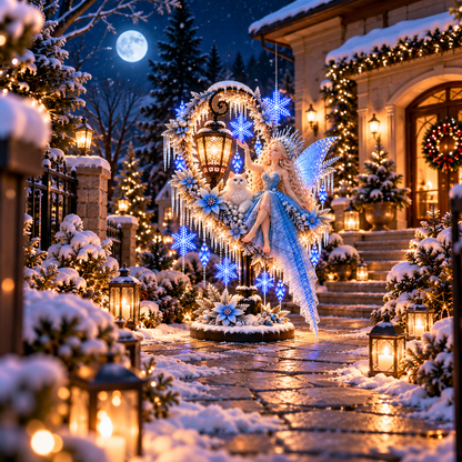 ❄️ Frostlight  – Illuminated Winter Fairy & Snowflake Garden Display