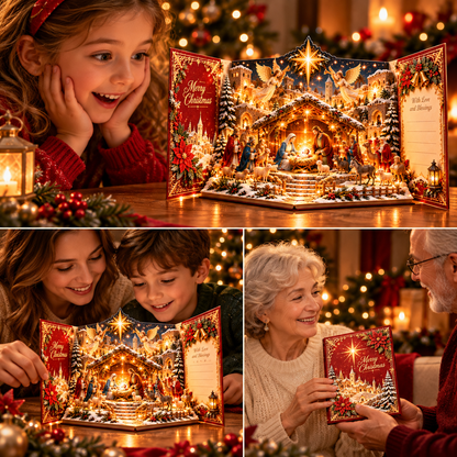 🎄✨ Christmas Miracle™ – 3D Light-Up Musical Nativity Pop-Up Card with Moving Angels