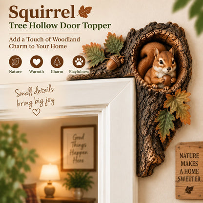 🐿️ 3D Chipmunk Tree Hollow Door Topper | Woodland Animal Doorway Decor For Cozy Nature Homes