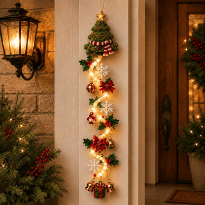⏳ ⏳Letzter Tag mit 49 % Rabatt – 🎄MerryCascade Leuchtender Weihnachts-Türhänger | 6 festliche Lichterdesigns, warmes Licht, 3D-Details und platzsparende vertikale Dekoration ✨